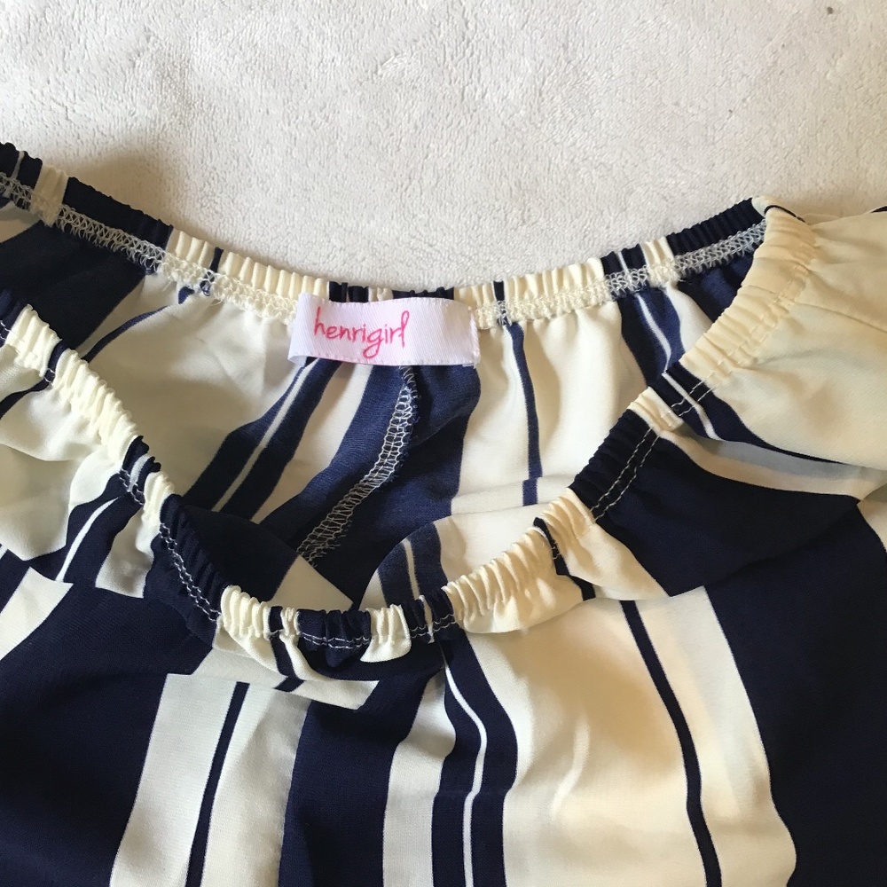 Henrigirl Blue and Cream Ruffle Short Size Small - Picture 2 of 5